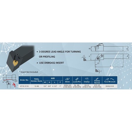 H & H Industrial Products Harlingen MDJNR124B Indexible Turning Tool Holder 9710-0110